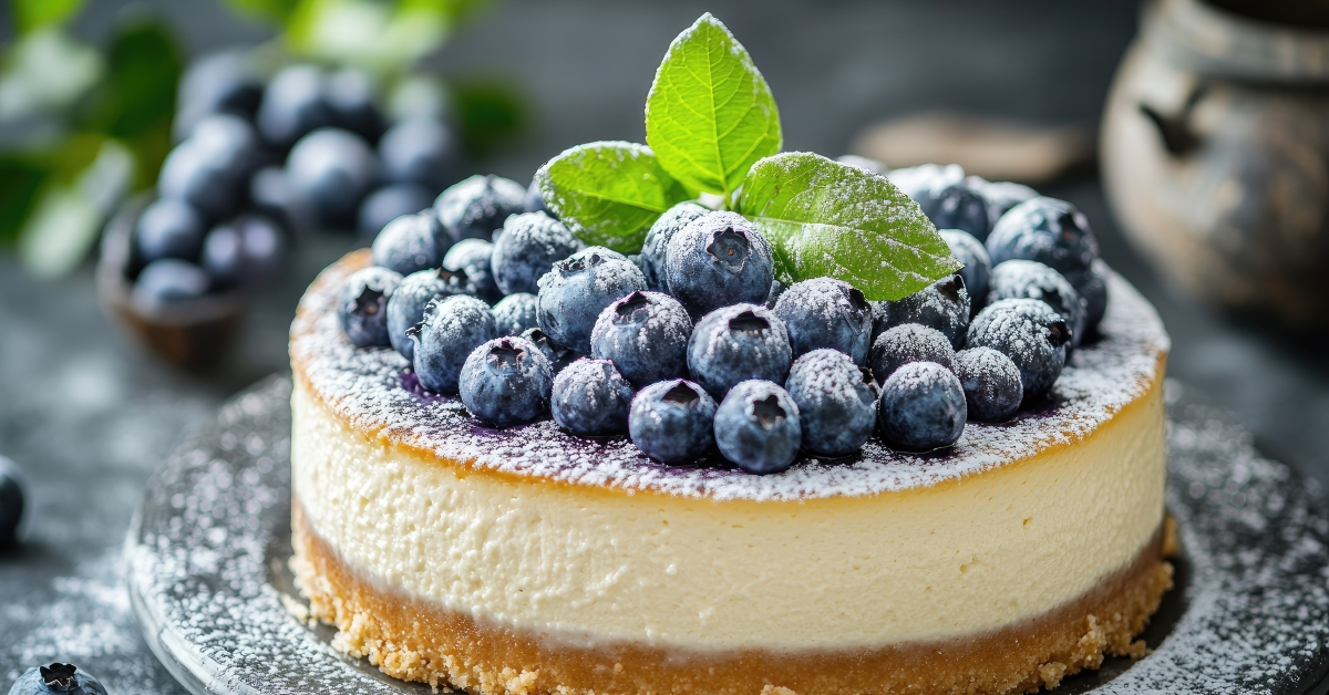 cheesecake with fresh blueberries 