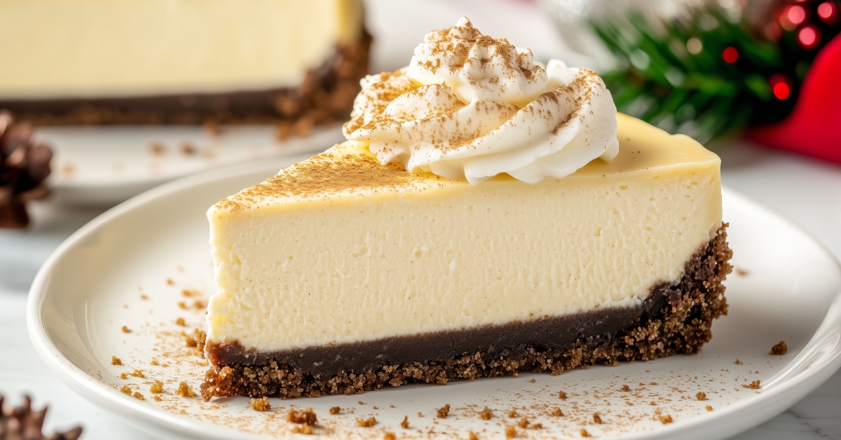 creamy eggnog cheesecake