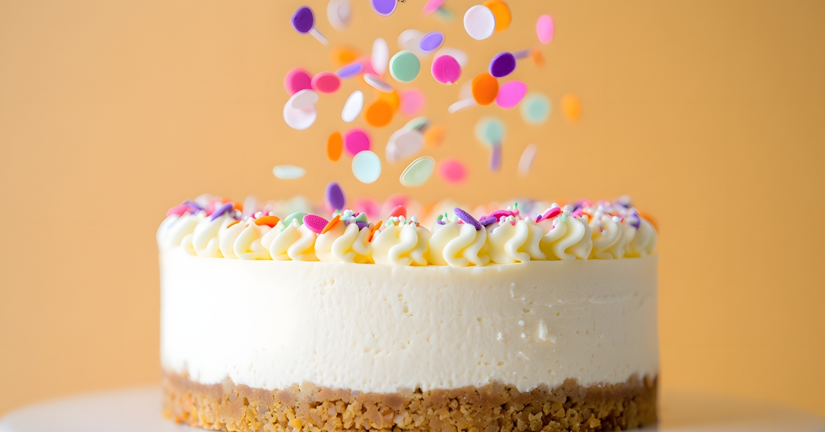 delicious cheesecake with sprinkles