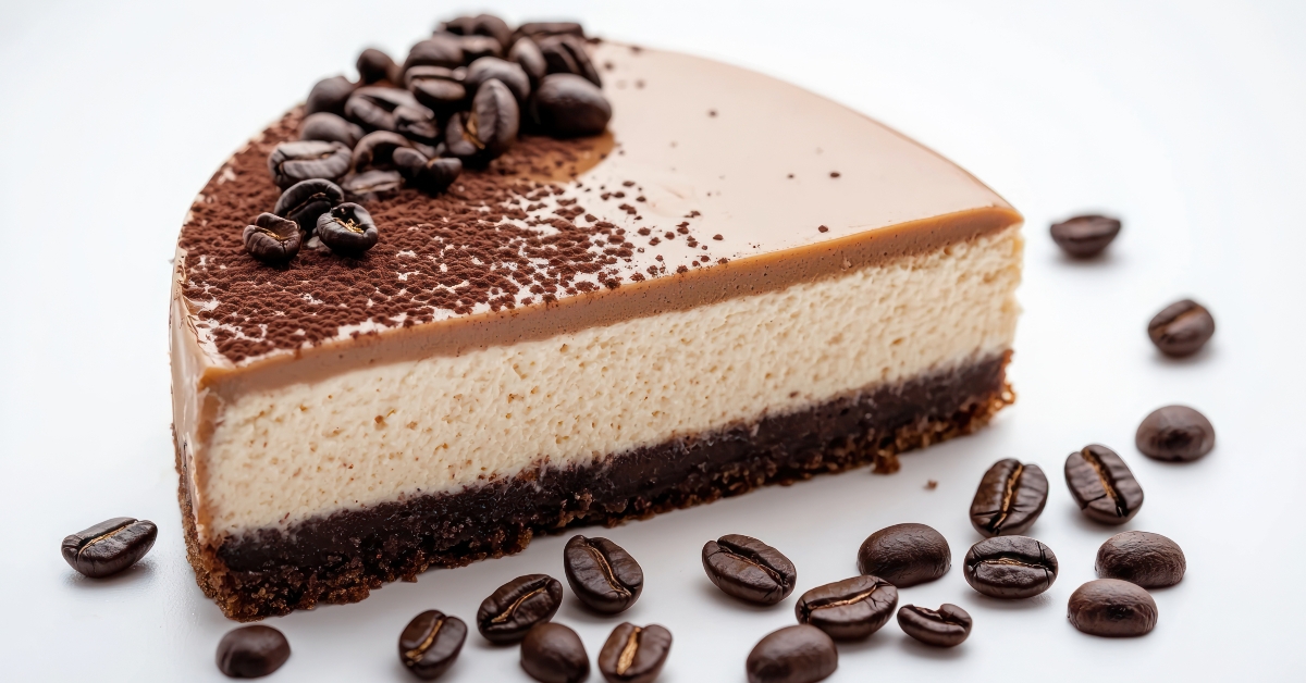 espresso cheesecake with coffee beans