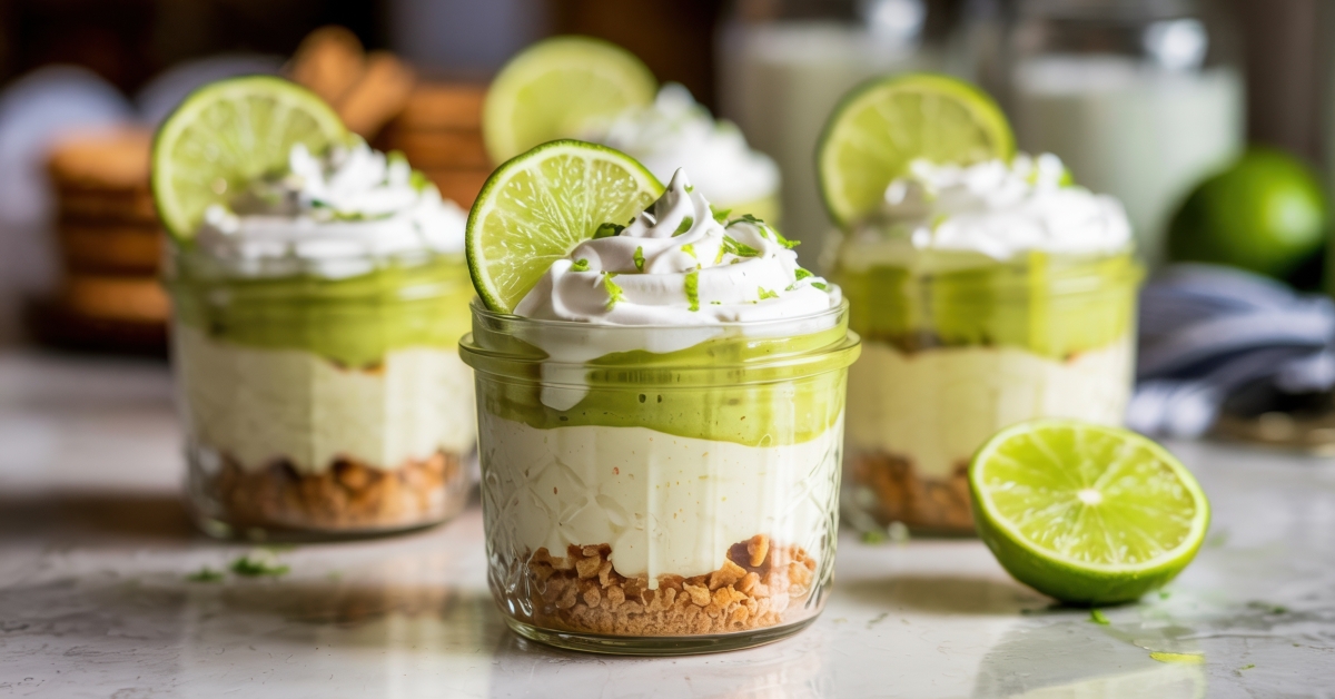 jars of lime cheesecake