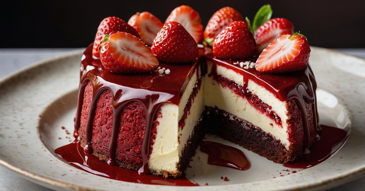 layered red velvet cheesecake