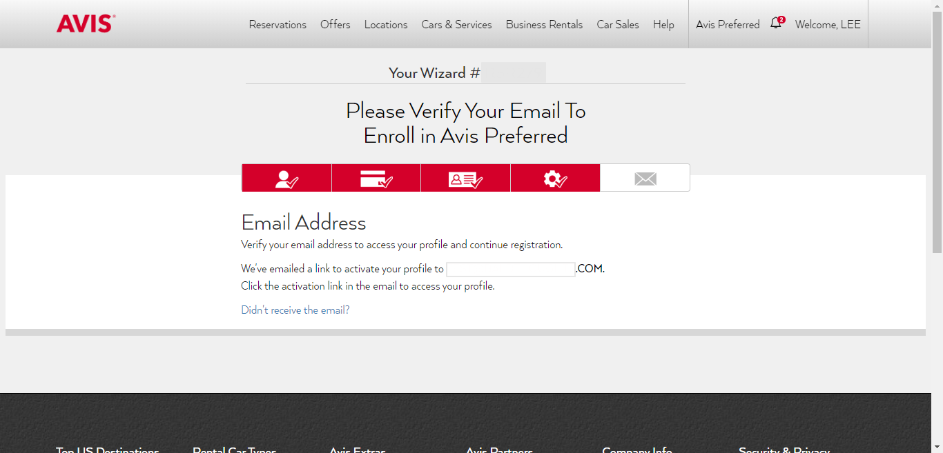 Avis signup step eight