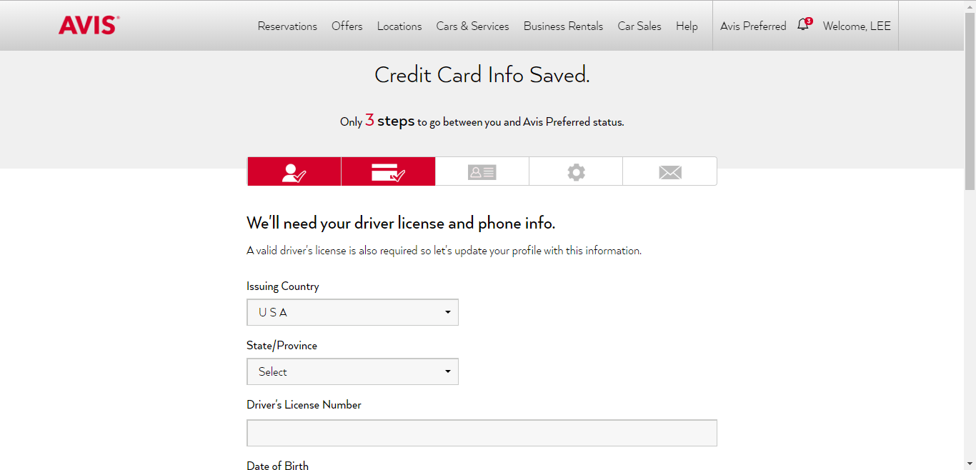 Avis signup step four