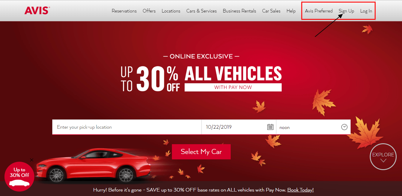 Avis signup step one