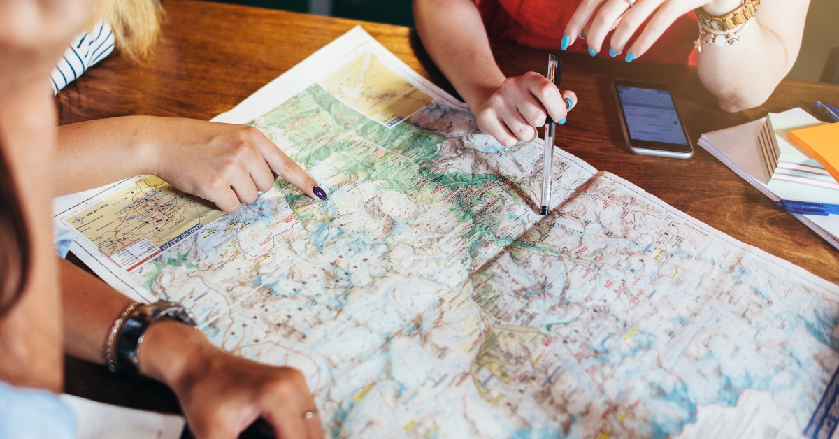 Close-up image of map lying on table