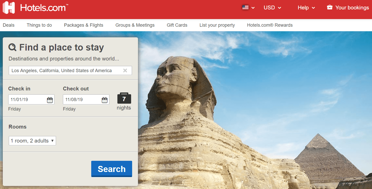hotels.com screenshot