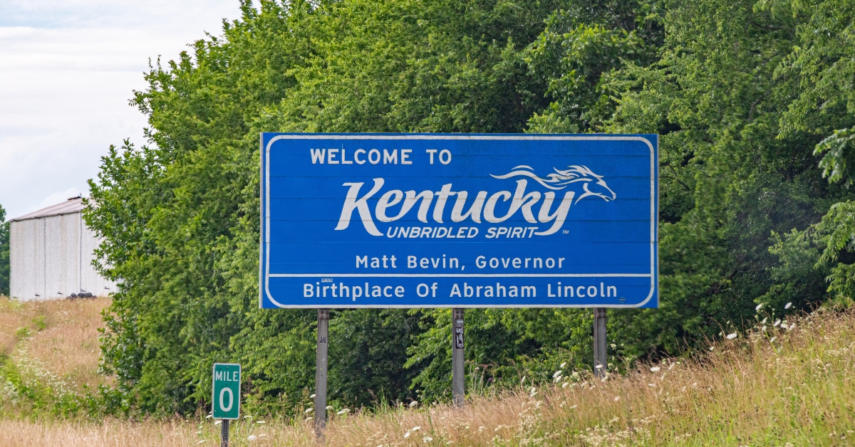 welcome to kentucky street sign
