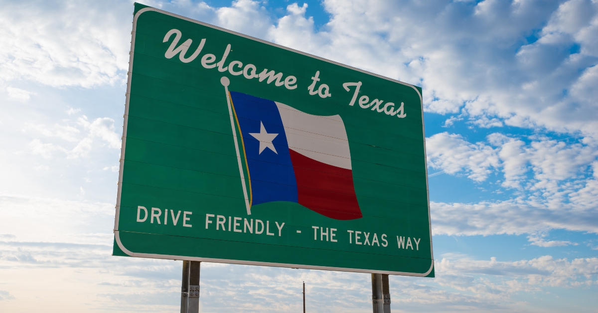 welcome to texas road sign