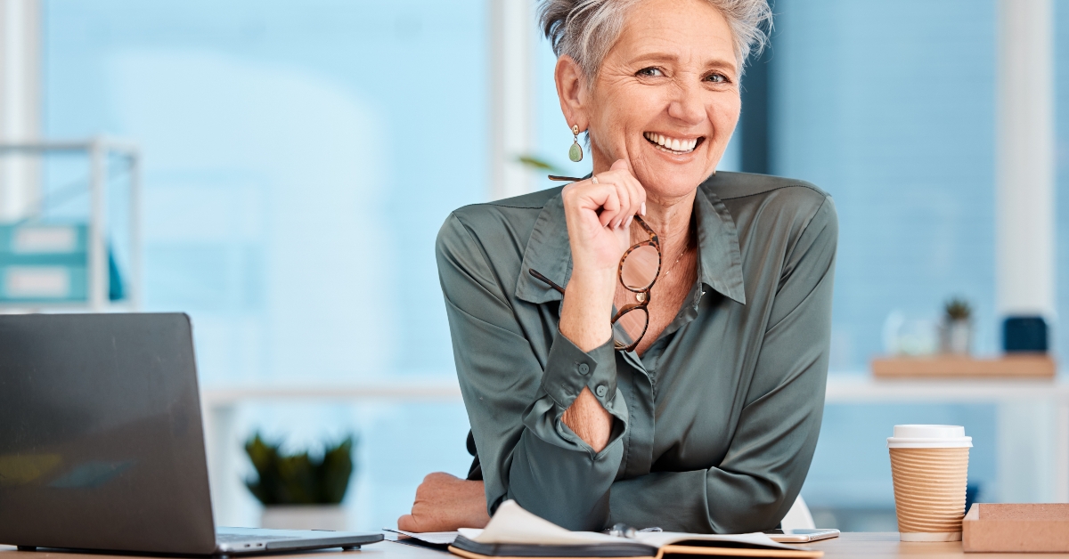 mature ceo proud of her startup company success