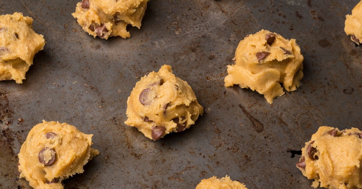 Chocolate Chip Cookie Dough On Cookie Sheet