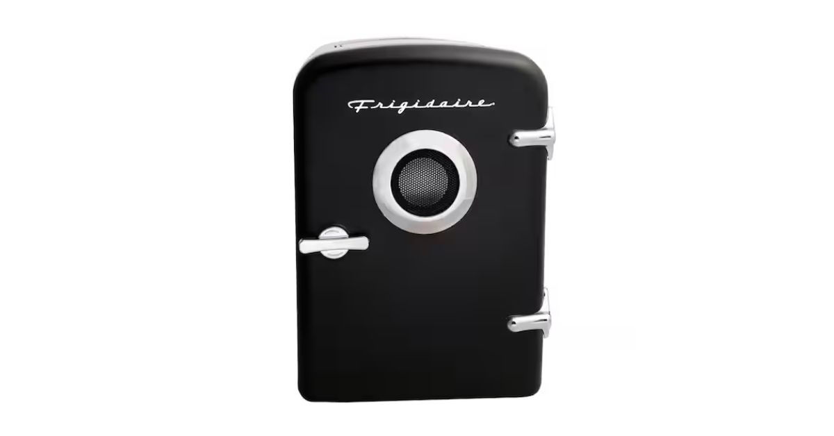mini refrigerator with can holder