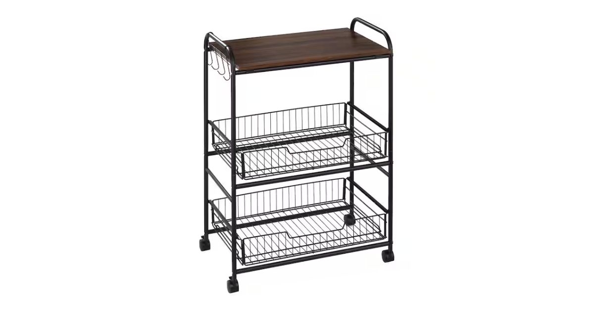 a walnut kitchen cart