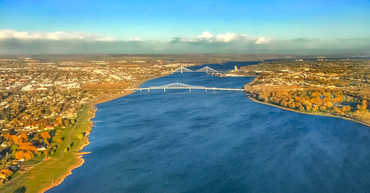 aerial view of the columbia river