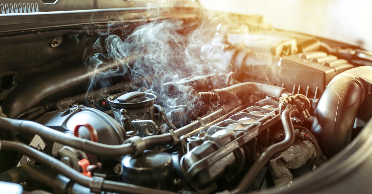 smoke or steam from a vehicle engine