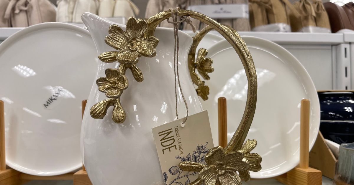 ceramic and gold pitcher