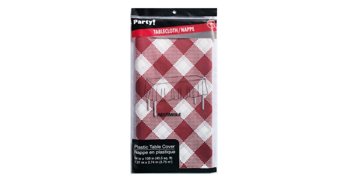 red gingham disposable plastic table covers