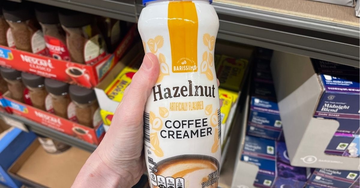 a bottle of hazelnut dry coffee creamer