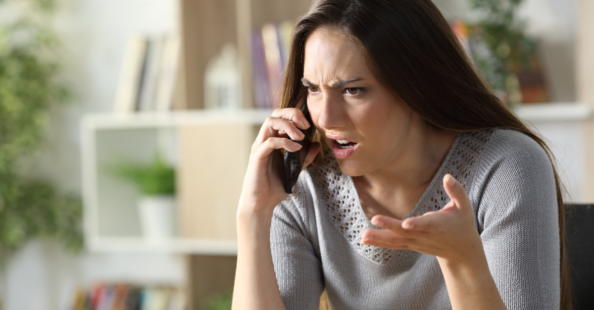 angry woman calling arguing on phone