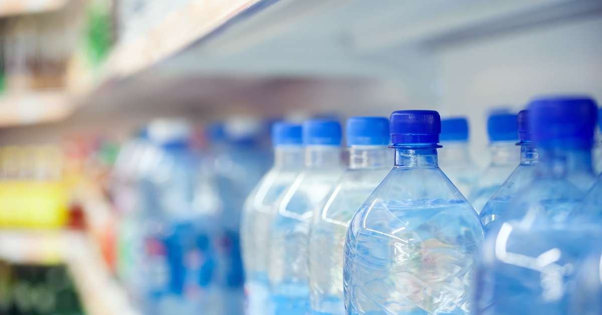 bottles of water at store
