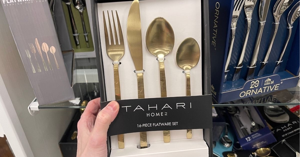 tahari home 16 piece flatware set
