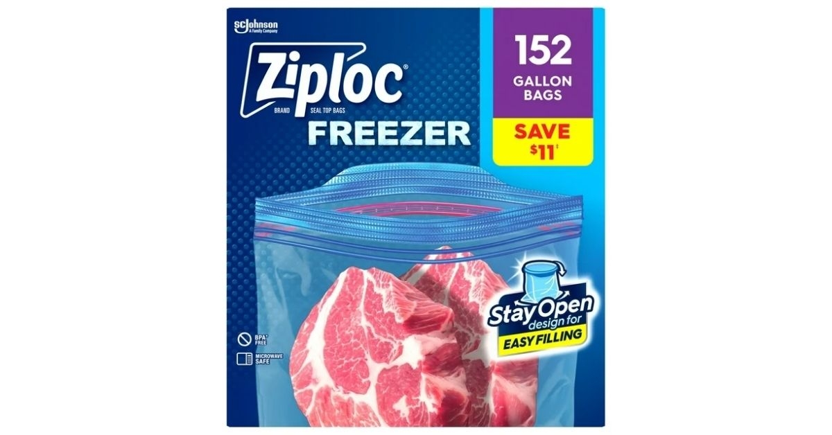 ziploc stay open design gallon freezer bags