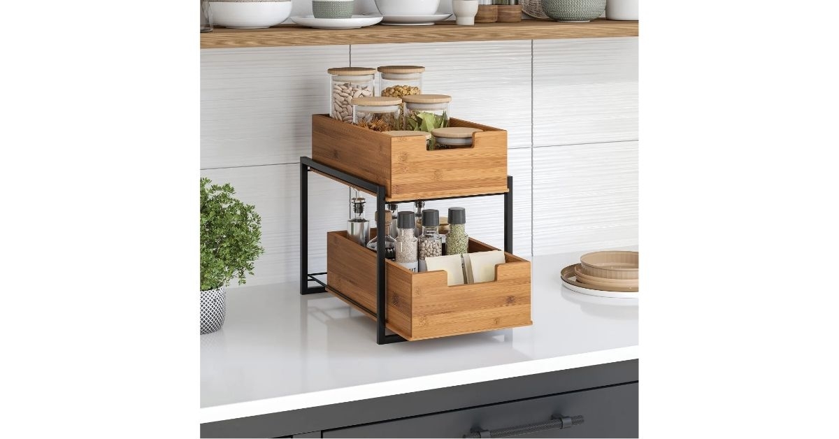 bamboo sliding drawer organizer