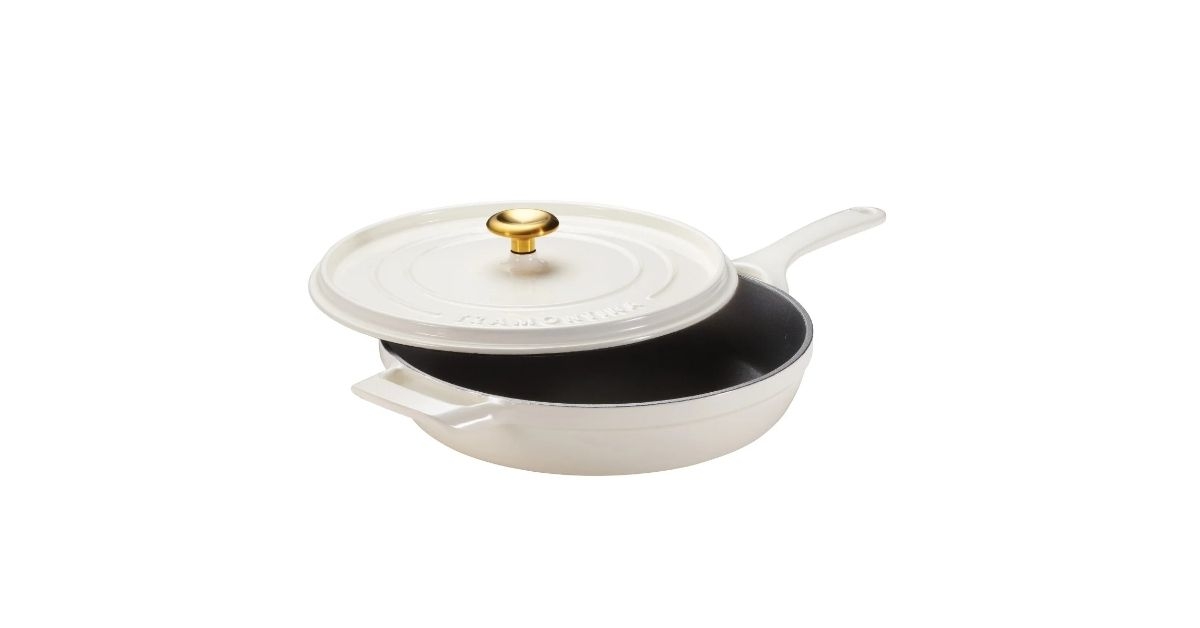 enameled cast iron skillet with lid