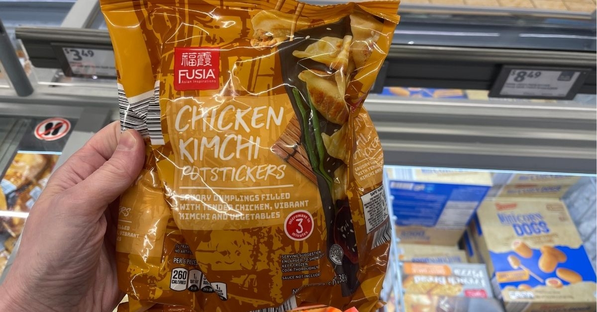 chicken kimchi potstickers in pack