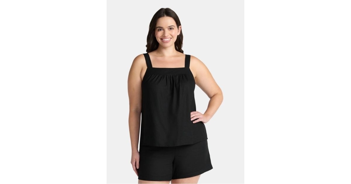 linen blend tank top and shorts set