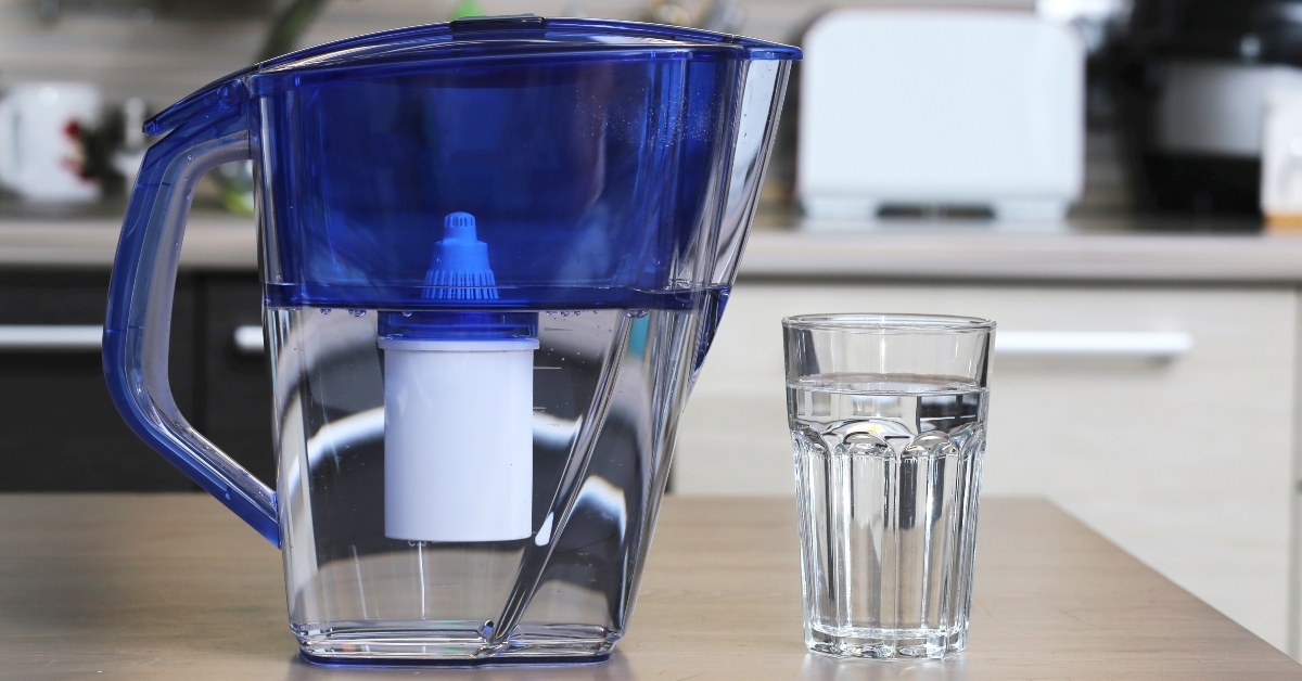 Glass of clean water and filter