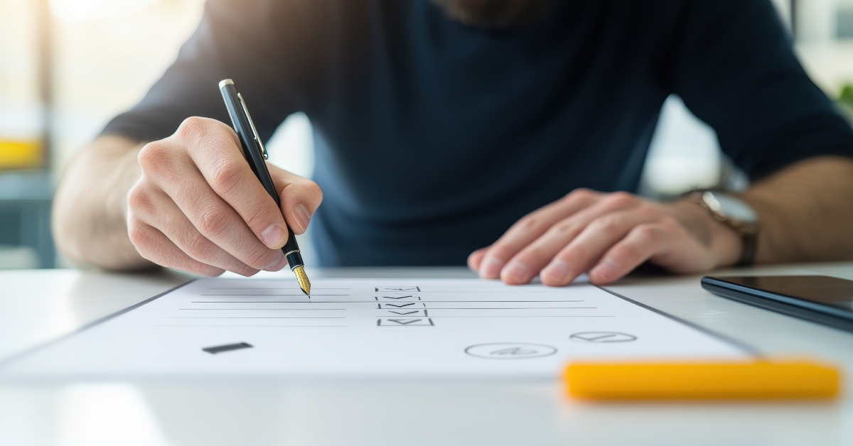 Determined employee checking off tasks