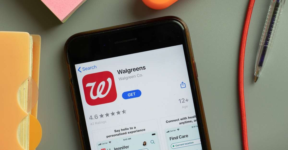 walgreens mobile app logo on phone screen