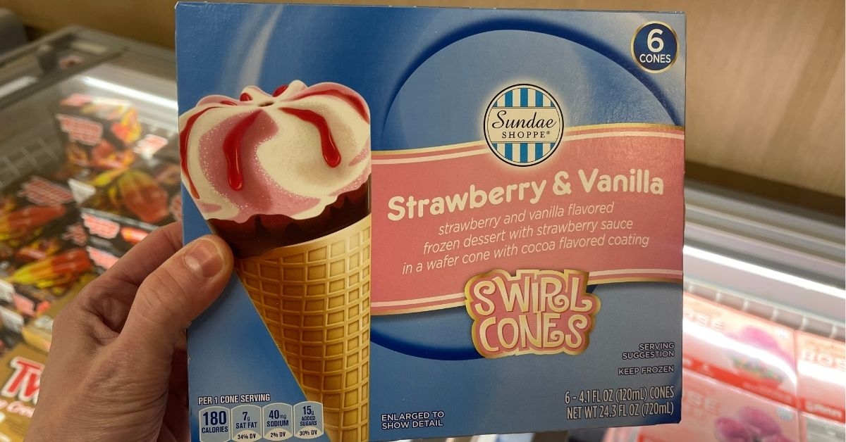 strawberry and vanilla swirl cones