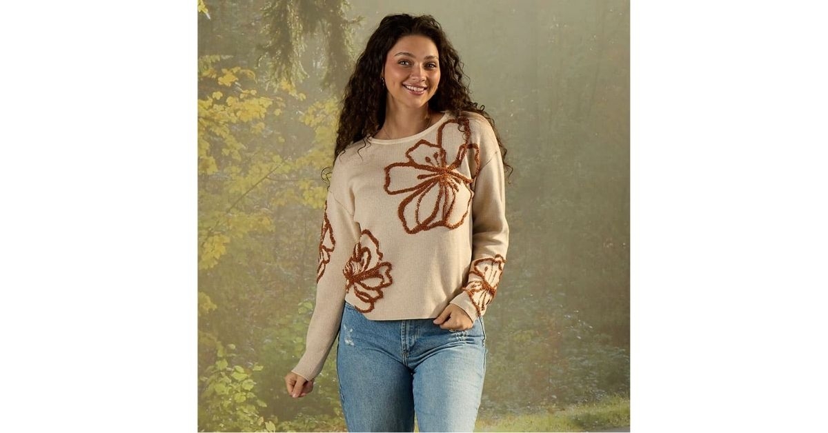 intarsia floral sweater