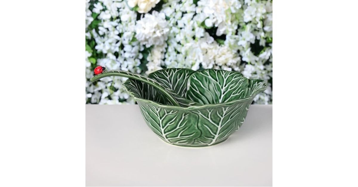 cabbage serving bowl with ladle