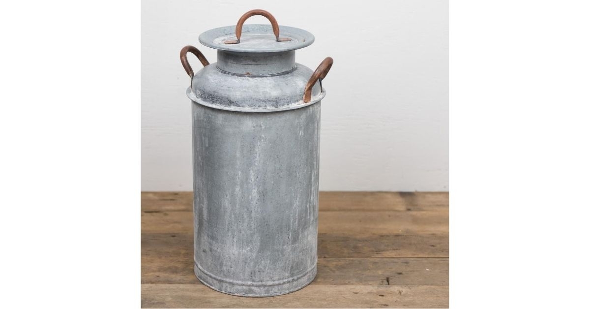 galvanized metal milk can bin