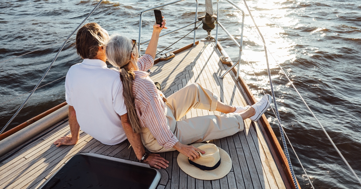 senior people on a yacht