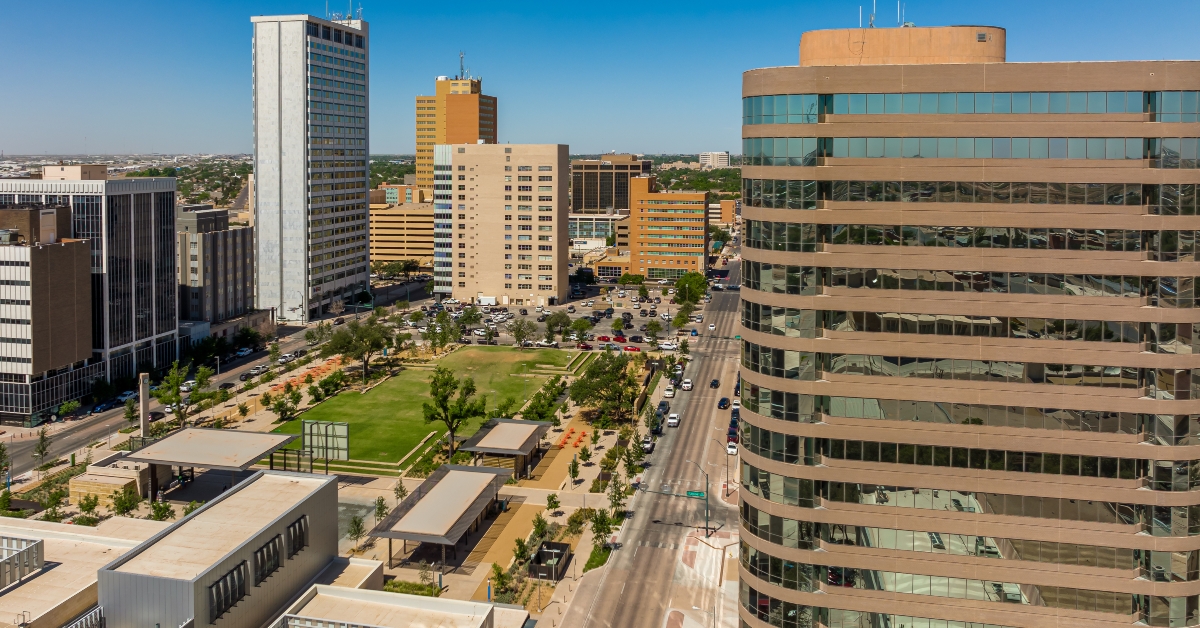 aerial view of downtown midland texas 