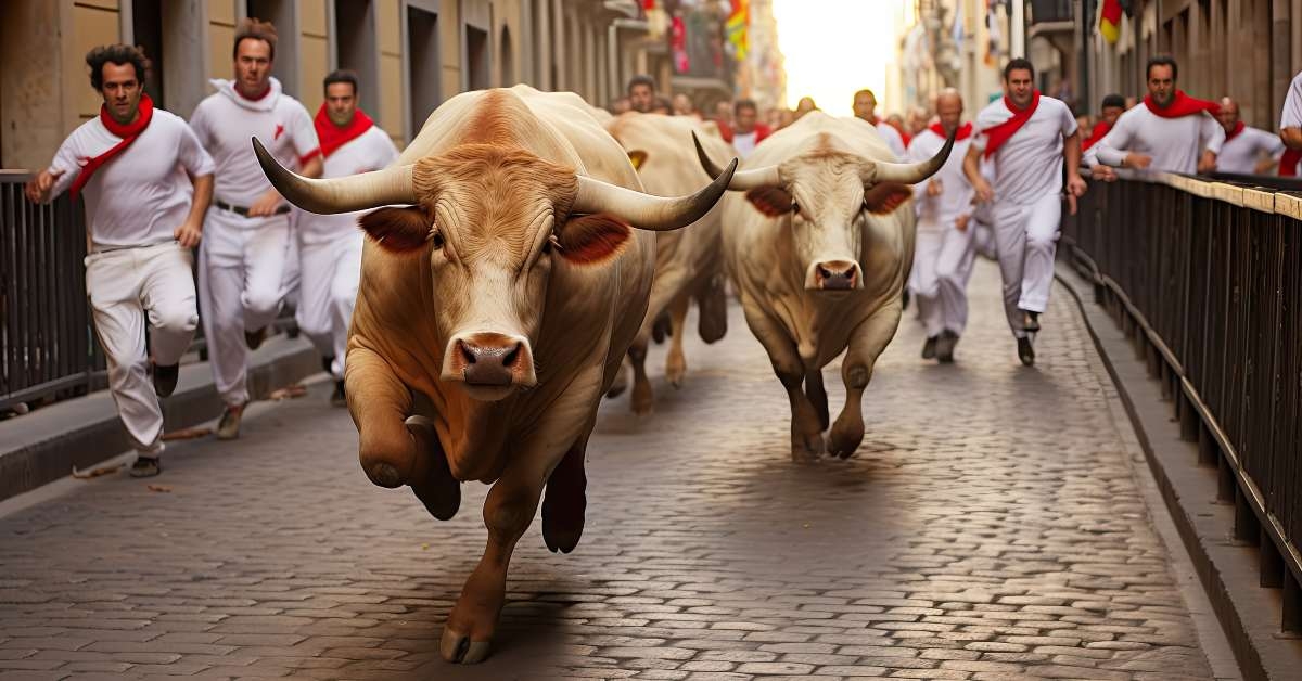 bull running in pamplona