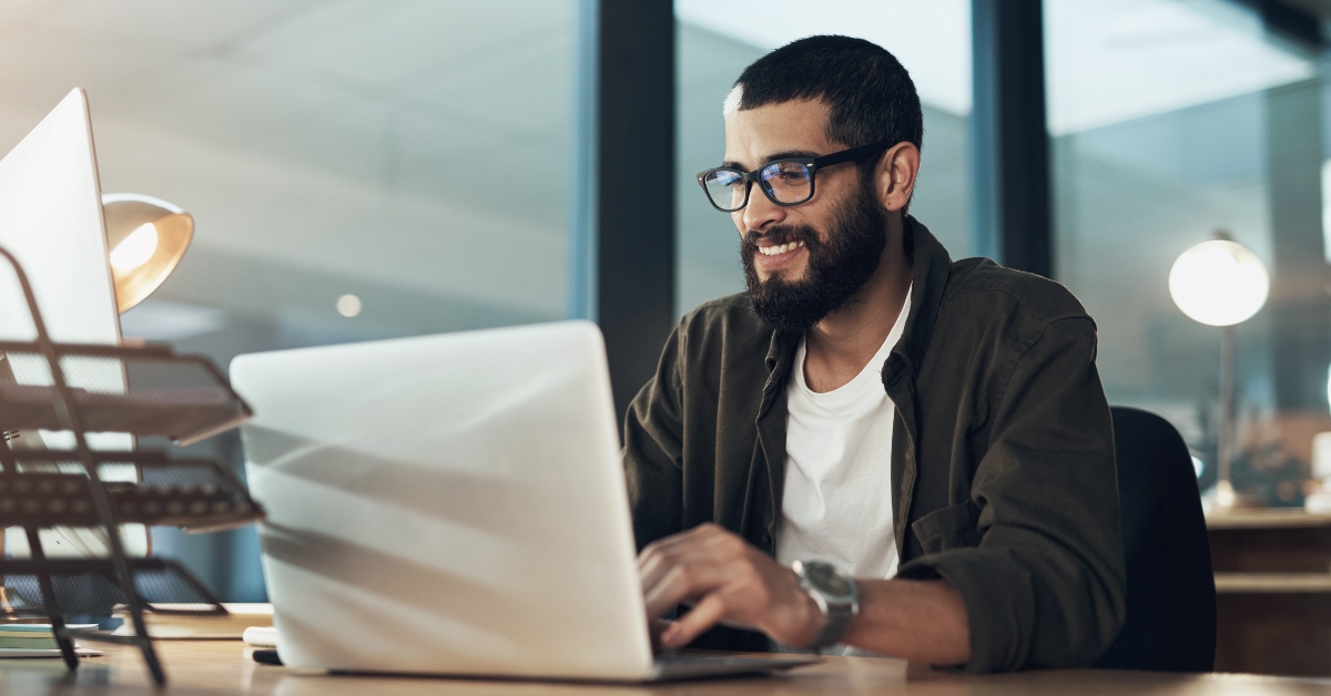 male programmer typing