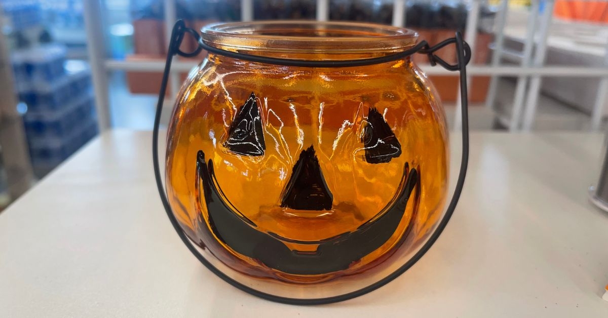 glass pumpkin tea light candle holder