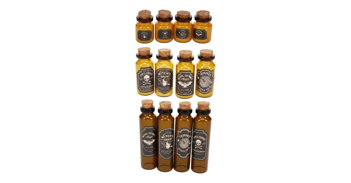 decorative holloween brown bottles