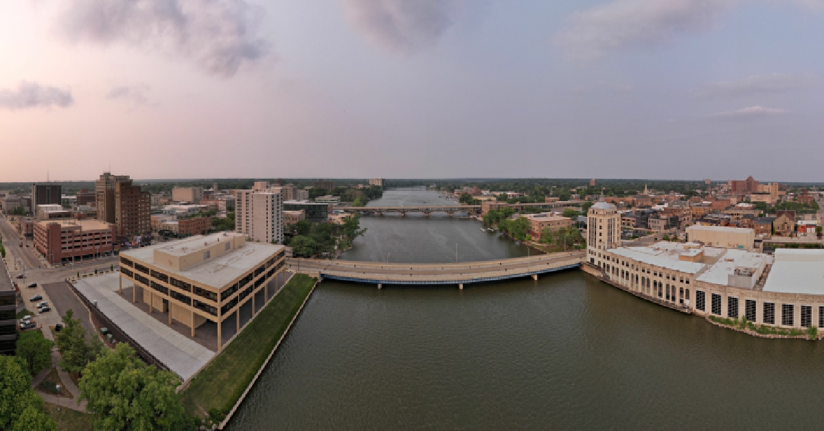 panoramic shot of rockford during sunset