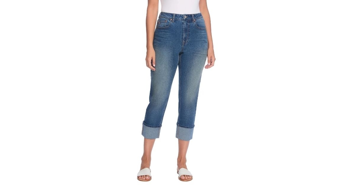 womens cuffed crop jeans