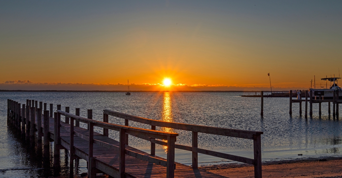 A Public Dock At Sunrise Time On Barnegat