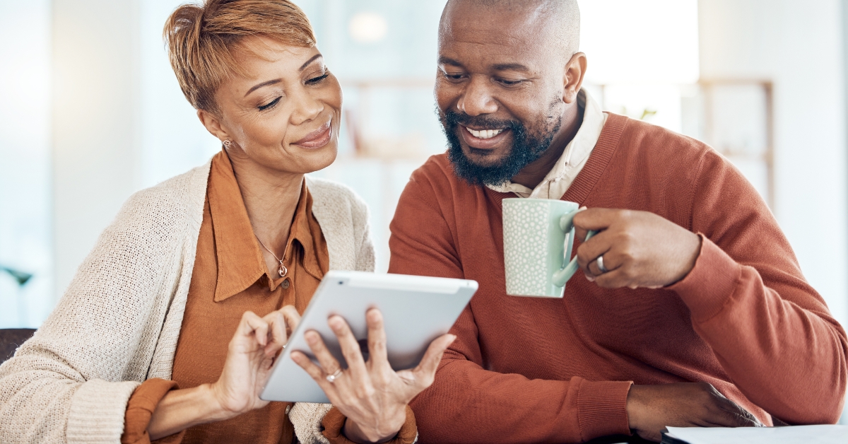 couple doing online banking at home