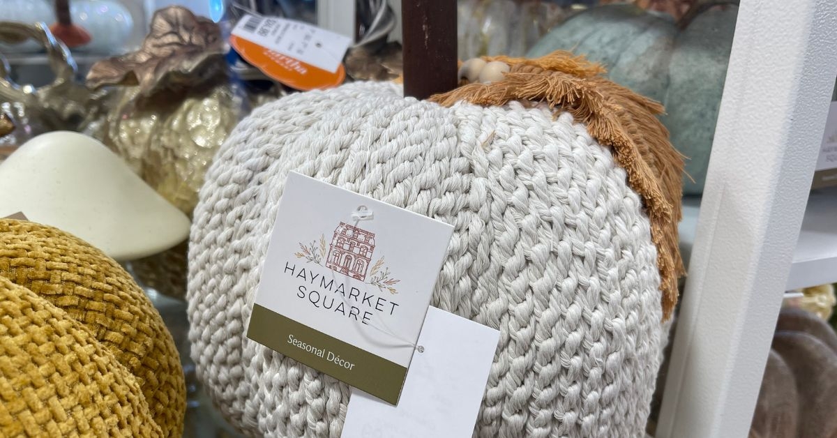 square knit pumpkin seasonal decor