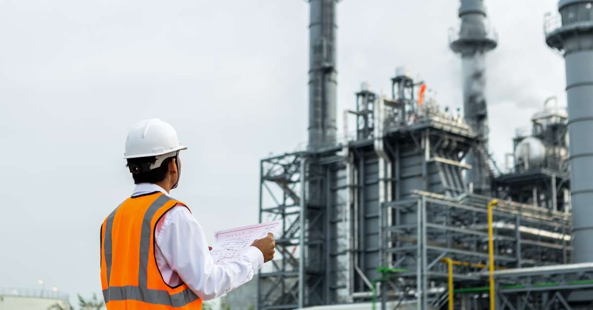 engineer is checking gas turbine power plant