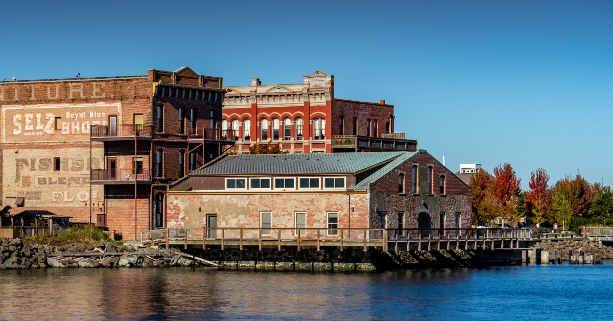 waterfront brick buildings in port townsend
